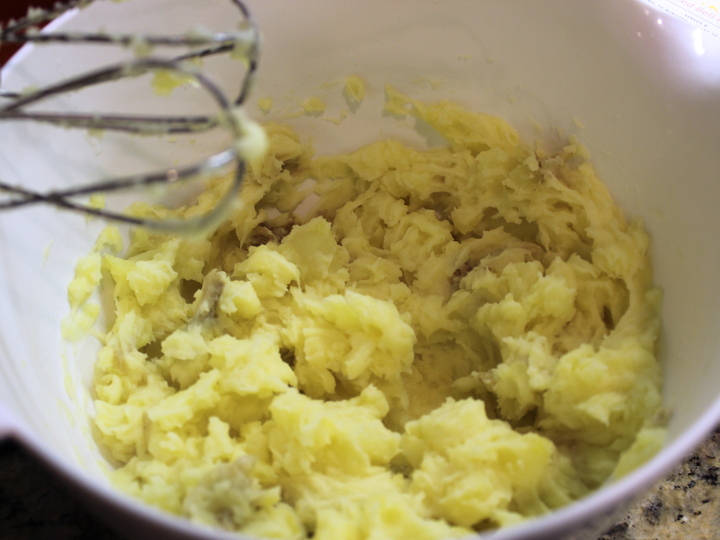 mashing potatoes