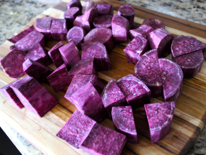 purple sweet potato chunks