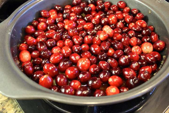 cranberries in pan