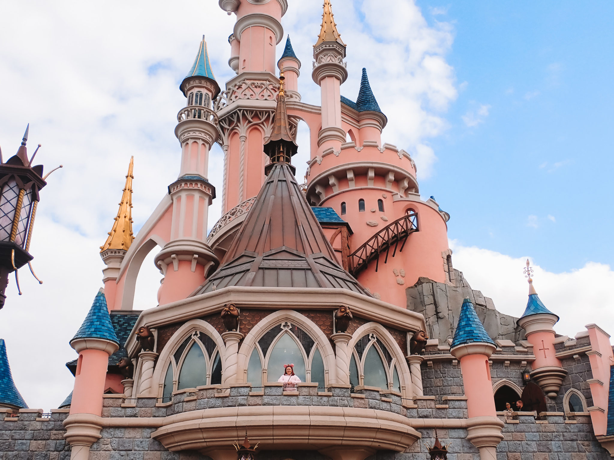 Sleeping beauty Castle at night with Christmas lights, Disneyland Park, Disneyland  Paris