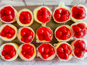 mini cherry cheesecakes