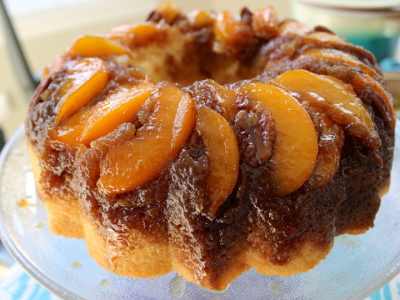 peach pecan upside down cake