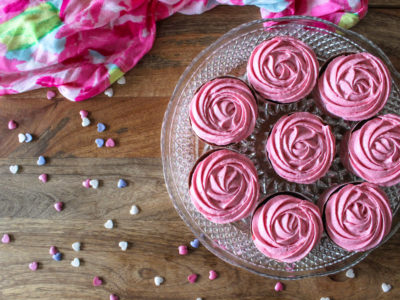 chocolate raspberry rose cupcakes