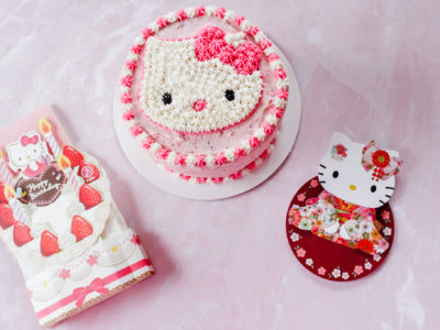 Hello Kitty cherry blossom cake for baby's first birthday | Marshmallows & Margaritas
